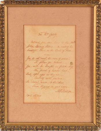 Lot #198 Dolley Madison: Dolley quotes a poetic extract of 'The Wants of Man' by John Quincy Adams - Image 2