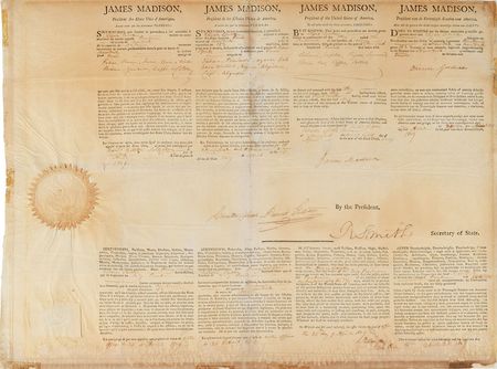 Lot #202 James Madison Signed Document - Image 1