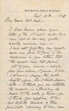 Lot #437 George G. Meade: On a peaceful end to the Civil War: 
