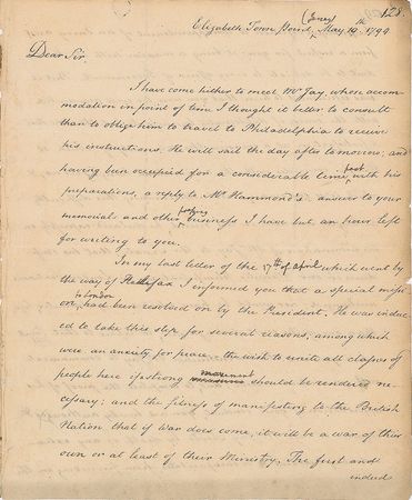 Lot #147 Edmund Randolph: Secretary of State Randolph delicately explains John Jay's appointment to negotiate his treaty with Britain - Image 1