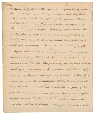 Lot #147 Edmund Randolph: Secretary of State Randolph delicately explains John Jay's appointment to negotiate his treaty with Britain - Image 2
