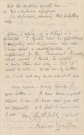 Lot #326 Francis Galton Handwritten Letter Signed - Image 2