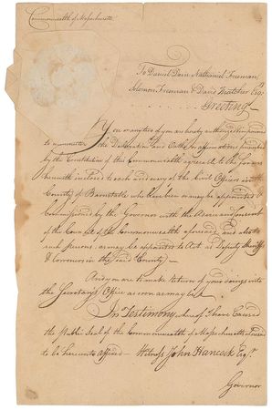 Lot #11 John Hancock: Governor Hancock directs