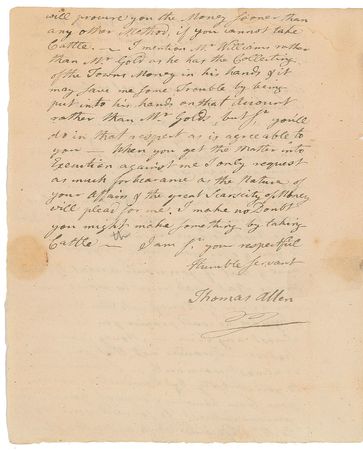 Lot #36 Thomas Allen Handwritten Letter Signed - Image 2