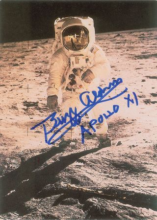 Lot #498 Buzz Aldrin Souvenir and Signed Photograph - Image 1