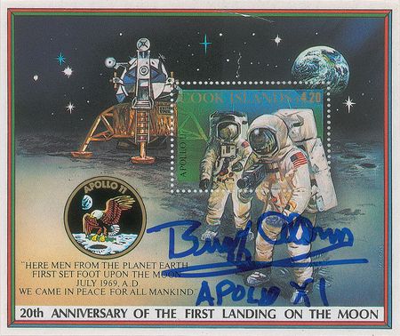 Lot #499 Buzz Aldrin First Day Cover and Stamp - Image 1