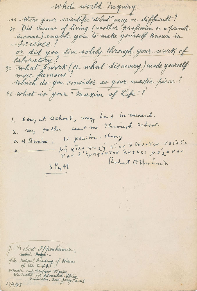 Robert Oppenheimer Oppenheimer Ponders What Brought Him