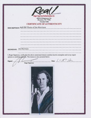 Lot #693 The Doors: Jim Morrison: Spectacular uninscribed 1969 portrait of The Doors frontman - Image 2
