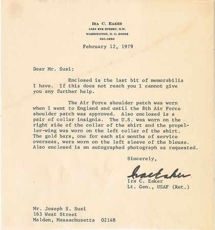 Lot #350 Ira C. Eaker: From the commander of the 8th Air Force?