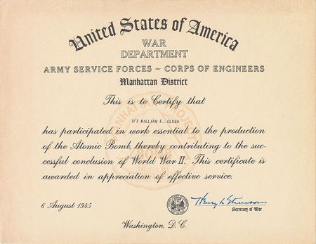 Lot #325 Robert Oppenheimer: Oppenheimer recognizes a Manhattan Project machinist's 