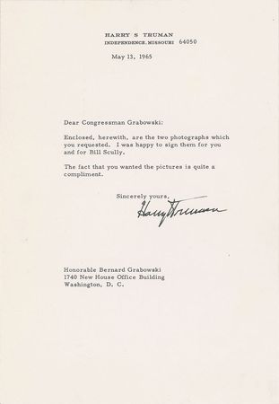 Lot #142 Harry S. Truman Letters - Image 1