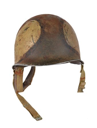 Lot #338 World War II US M1 Fixed Bail Helmet with