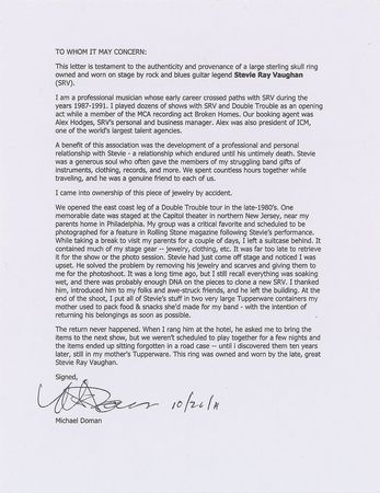 Lot #704 Stevie Ray Vaughan: Phenomenal skull ring, personally-owned by the Texas guitar slinger - Image 2