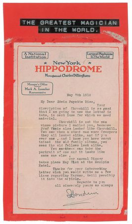 Lot #842 Harry Houdini: Houdini at the Hippodrome - Image 2