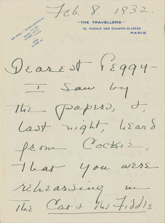 Lot #681 Cole Porter: Cole Porter to Peggy Wood, on her role in The Cat and the Fiddle - Image 1