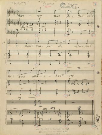 Lot #675 Eubie Blake: Handwritten music for Eubie Blake's 
