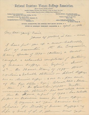 Lot #159 Susan B. Anthony: The women's rights advocate sends materials on suffrage - Image 1