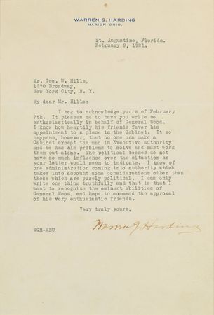 Lot #58 Warren G. Harding: 