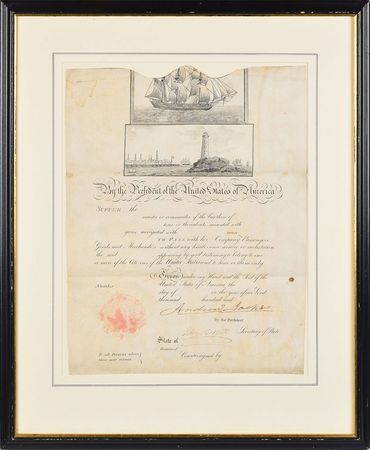 Lot #16 Andrew Jackson: Unissued ship's pass