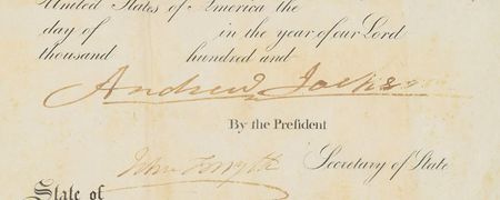 Lot #16 Andrew Jackson: Unissued ship's pass signed by Jackson - Image 2
