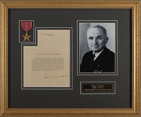 Lot #67 Harry S. Truman: Bronze Star Medal citation for a Tangier codebreaker - Image 1