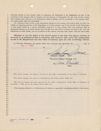 Lot #858 Marilyn Monroe: Agency contract signed in Monroe's breakthrough year - Image 2