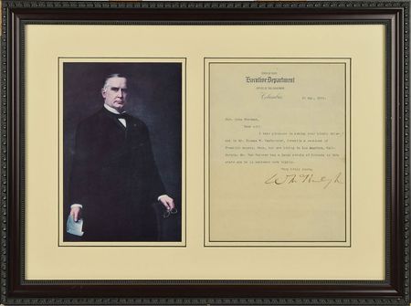 Lot #121 William McKinley: McKinley writes to his future secretary of state - Image 1