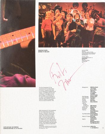 Lot #821 Frank Zappa Program - Image 1