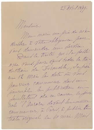 Lot #611 Emile Zola Handwritten Letter Signed - Image 2