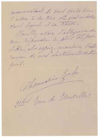 Lot #611 Emile Zola Handwritten Letter Signed - Image 4