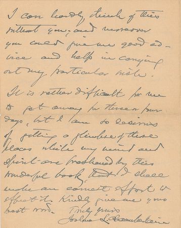 Lot #391 Joshua Lawrence Chamberlain: The Civil War hero plans a hike to 