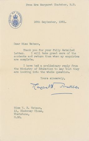 Lot #296 Margaret Thatcher Typed Letter Signed - Image 1
