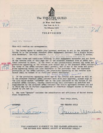 Lot #949 Paul Newman Signed Document - Image 1