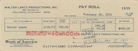 Lot #1275 Group of (10) Woody Woodpecker Production Drawings and a Walter Lantz Signed Check Group Lot - Image 3