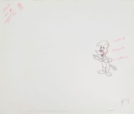 Lot #1275 Group of (10) Woody Woodpecker Production Drawings and a Walter Lantz Signed Check Group Lot - Image 4