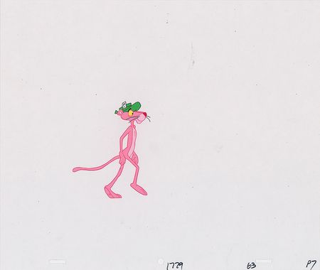 Lot #1296 Group of (3) Pink Panther Production Cels and (2) Production Drawings Group Lot - Image 1