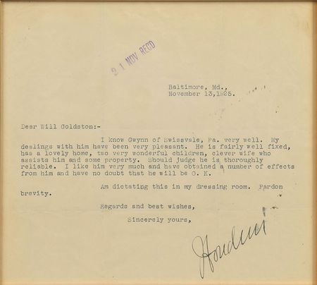 Lot #841 Harry Houdini: Houdini recommends a creator of magic effects - Image 2