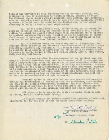 Lot #907 W. C. Fields Signed Document - Image 3