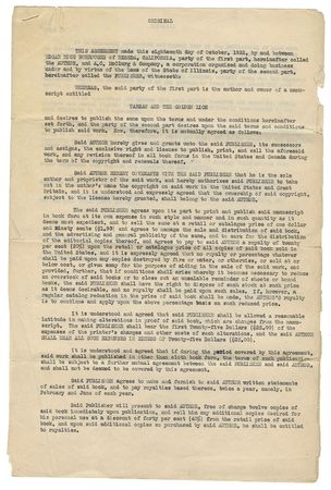 Lot #618 Edgar Rice Burroughs: Burroughs sells the rights to 