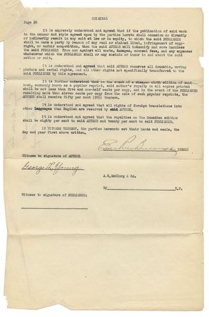 Lot #618 Edgar Rice Burroughs: Burroughs sells the rights to 