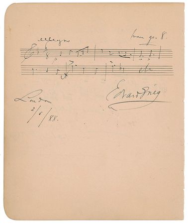 Lot #660 Edvard Grieg Signed Musical Quote - Image 1