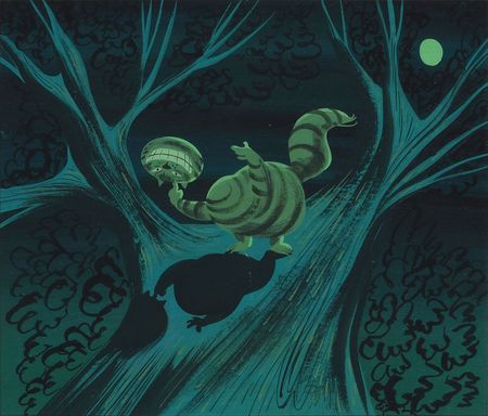 Lot #1187 Mary Blair concept painting of the Cheshire Cat from Alice in Wonderland: The Cheshire Cat loses his head in a fabulous concept painting - Image 2