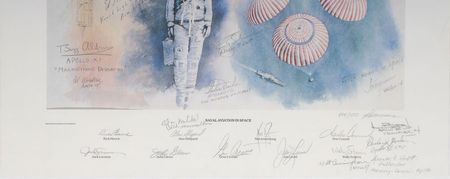 Lot #470 Naval Aviation in Space: Remarkable ‘Naval Aviation’ print signed by two dozen space explorers - Image 2