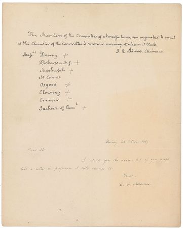 Lot #15 John Quincy Adams: Chairman Adams calls a