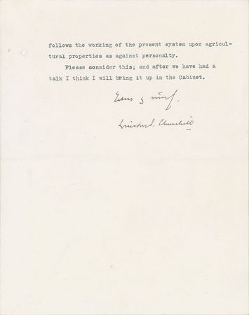 Lot #213 Winston Churchill: To David Lloyd George on 