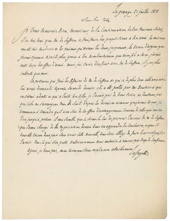 Lot #402 Marquis de Lafayette Archive of (18) Items: Extensive archive revealing the Marquis de Lafayette's thoughts on the military, politics, and change in France - Image 4
