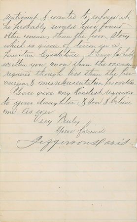 Lot #403 Jefferson Davis: The Confederate president defends his commander: 