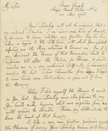 Lot #207 William Blackstone: Rare letter from one of history's most influential jurists - Image 2