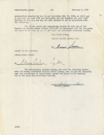 Lot #794 Marilyn Monroe: Marilyn deals with a Screen Actors Guild conflict in early 1950 - Image 1