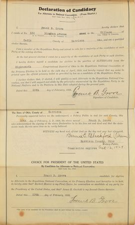 Lot #63 Herbert Hoover: Hoover consents to be named 